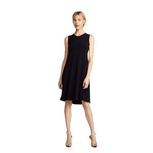 Norma Kamali Black Sleeveless A-Line Midi Dress with Pockets Stretch Jersey S